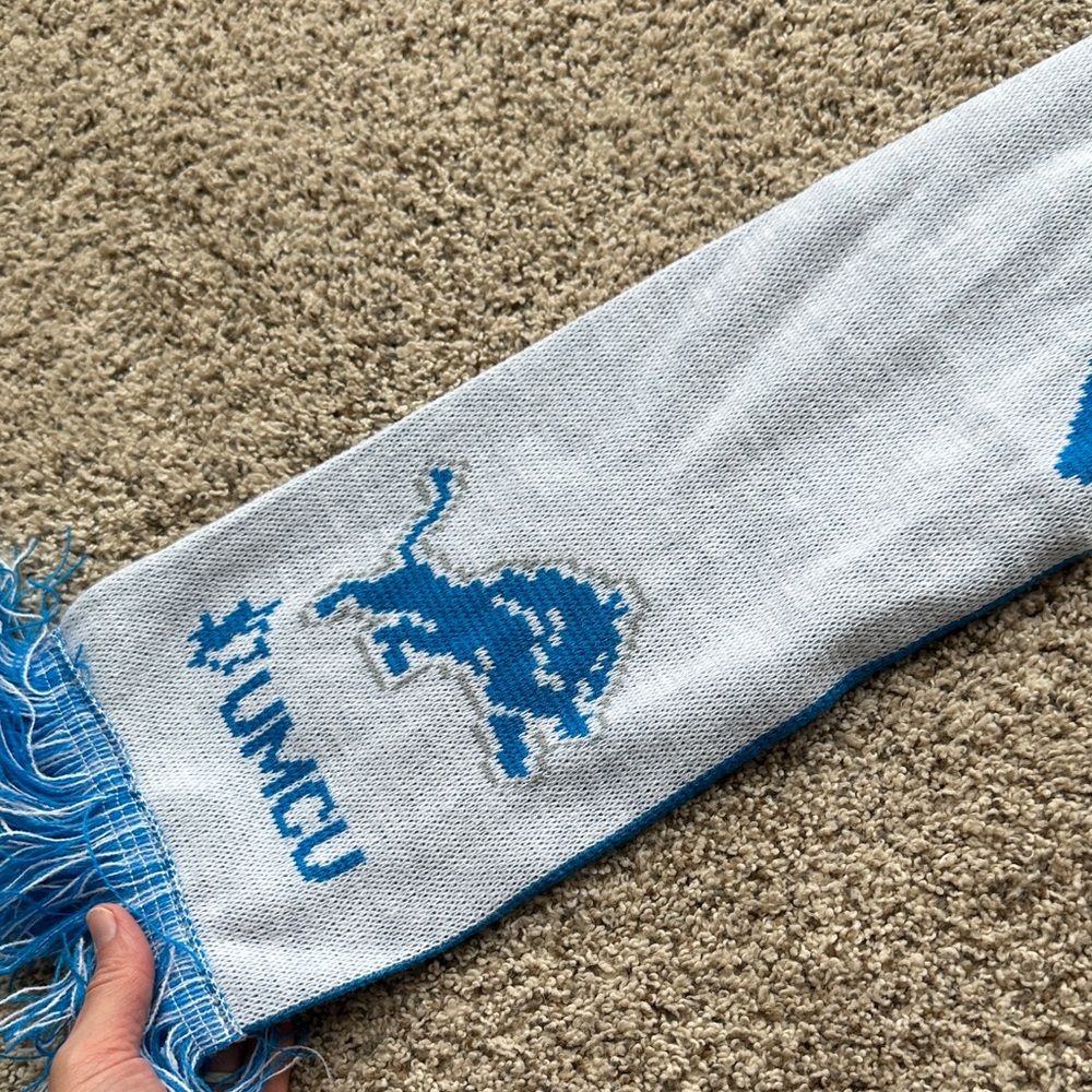 Detroit Lions Blue and Gray winter scarf 313 with Logo Design - Picture 3 of 5